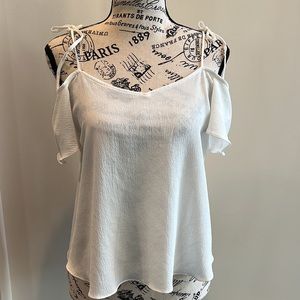 Topshop cold shoulder top white size 8